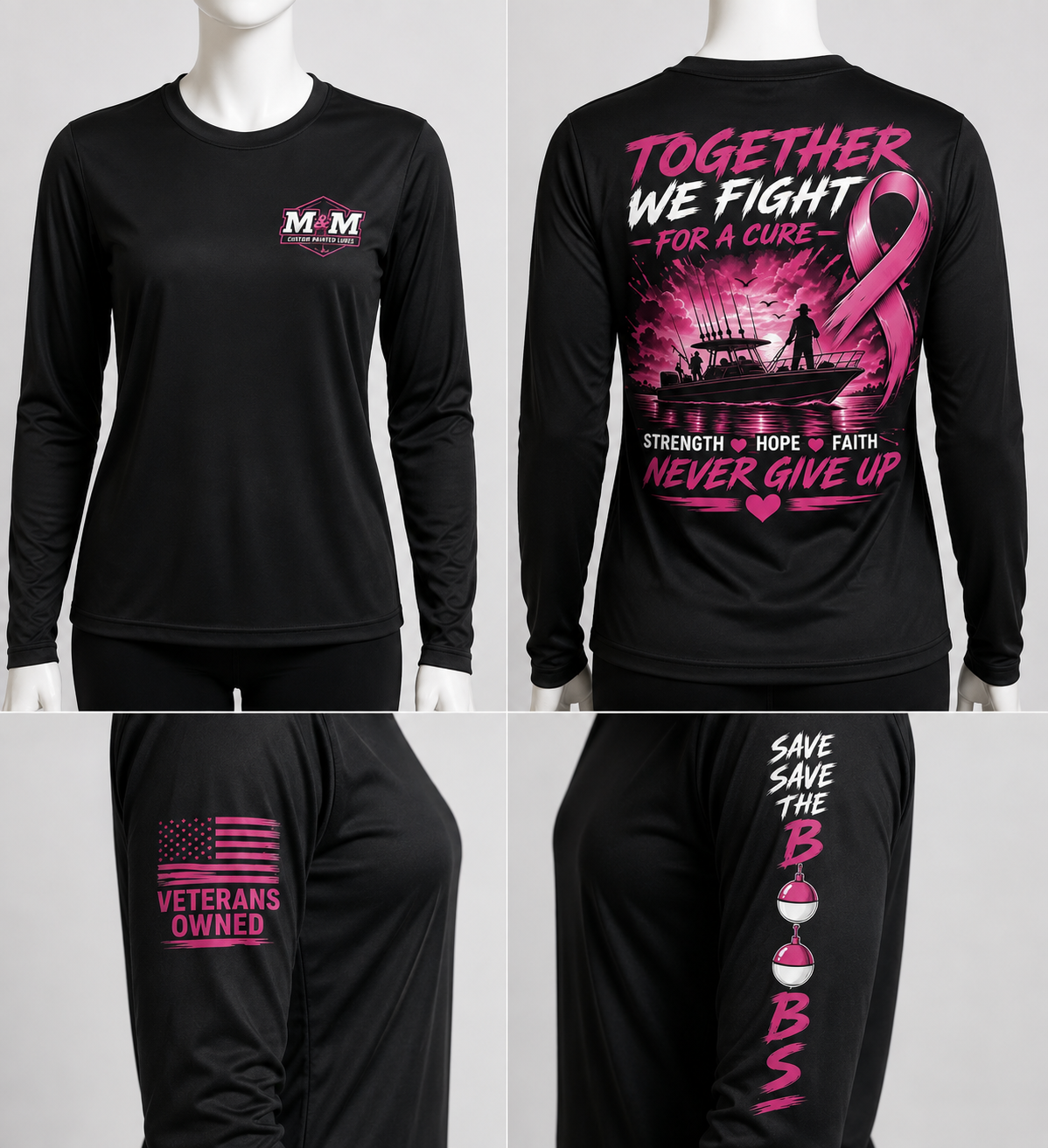 Long sleeve breast cancer fishing shirt